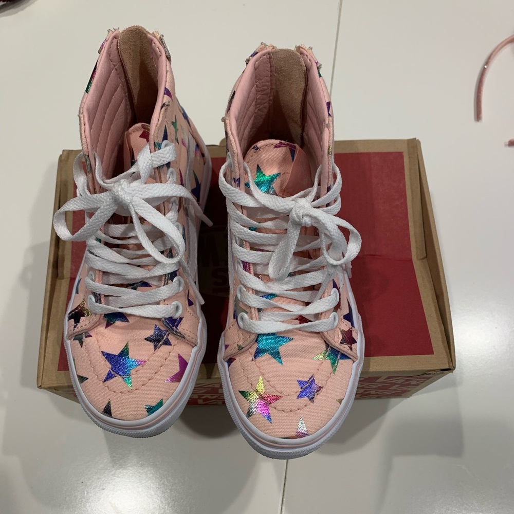 Girls Vans size 11 pink foil starts